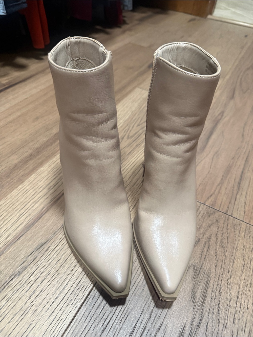 Vici Cream Pointed-Toe Ankle Booties
